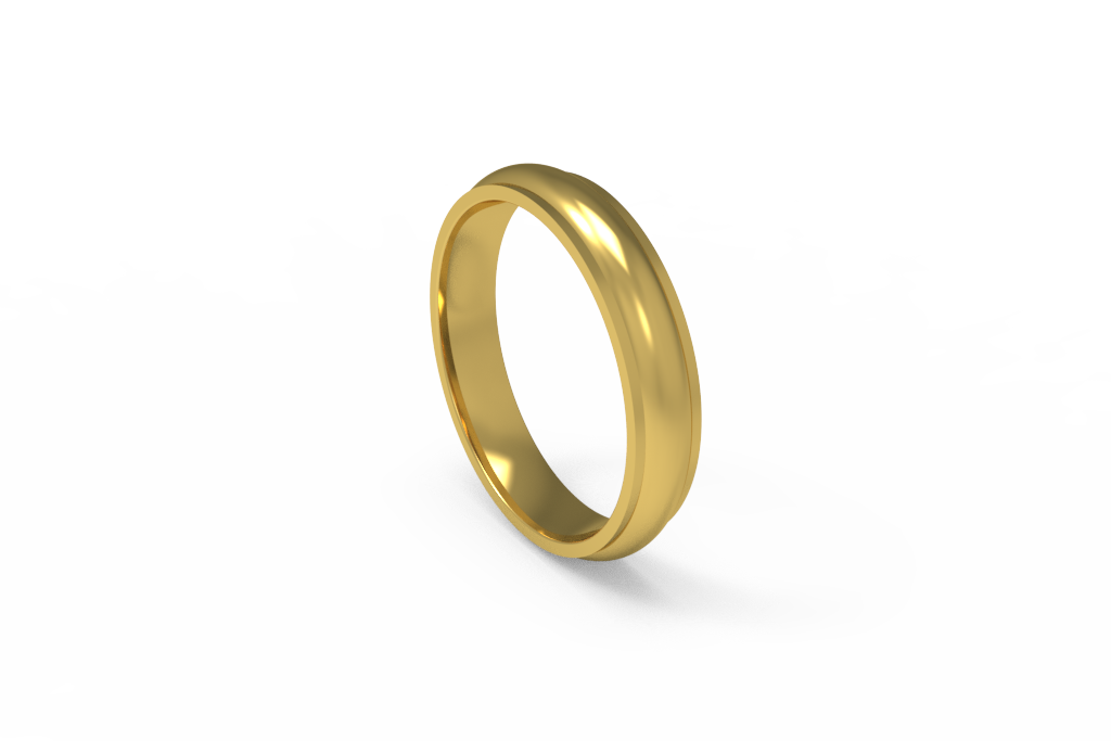 Polished Double Ridge Wedding Band With Center Groove