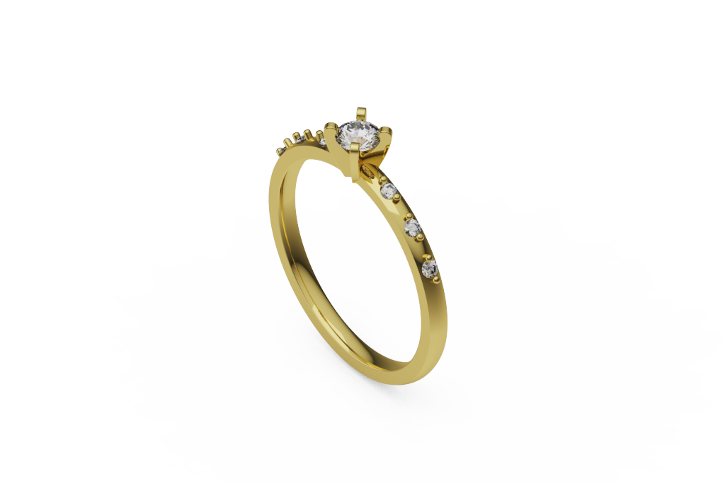 Round Center Ring with Spaced Shoulder Stone Accents