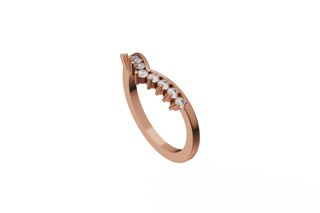 Shallow V Round Stone Band with Polished Border