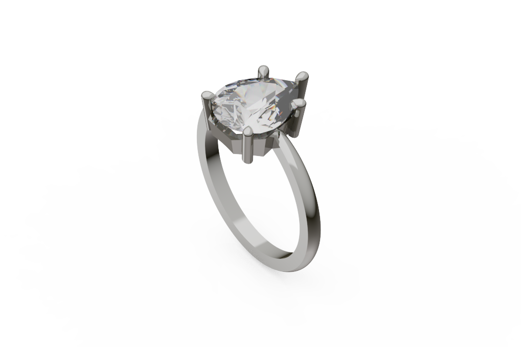 Pear-Shaped Colorless Stone Claw-Set Solitaire Ring