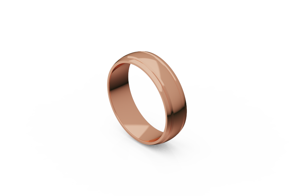 Polished Domed Band with Twin Edge Grooves