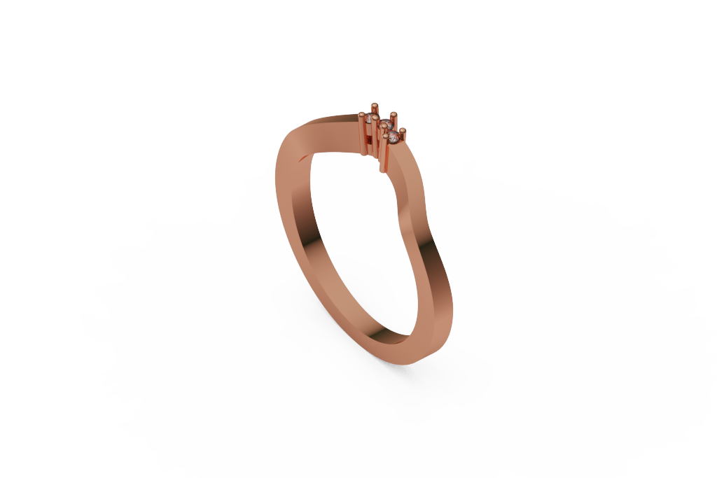Arched Contour Band with Three Round Stone Accents