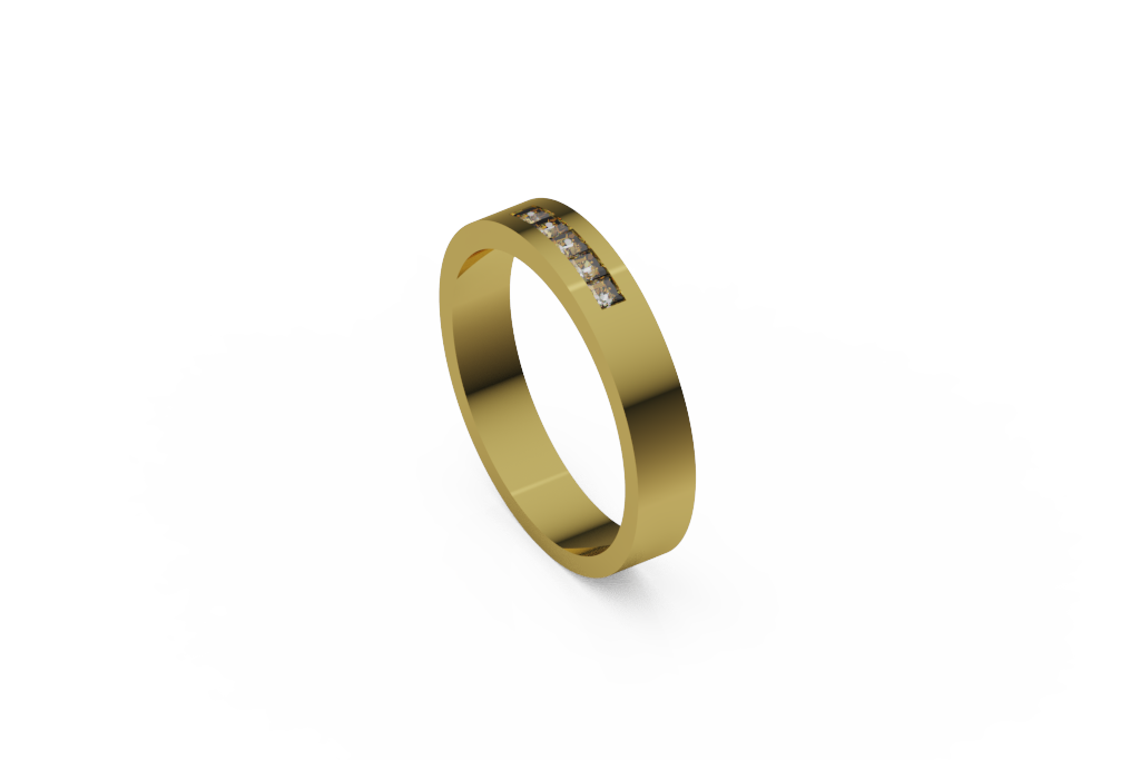 Flat-Profile Band with Short Square Stone Channel