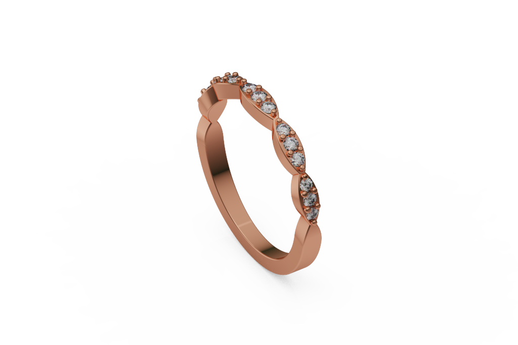 Pointed Oval Panel Band with Round Stone Rows