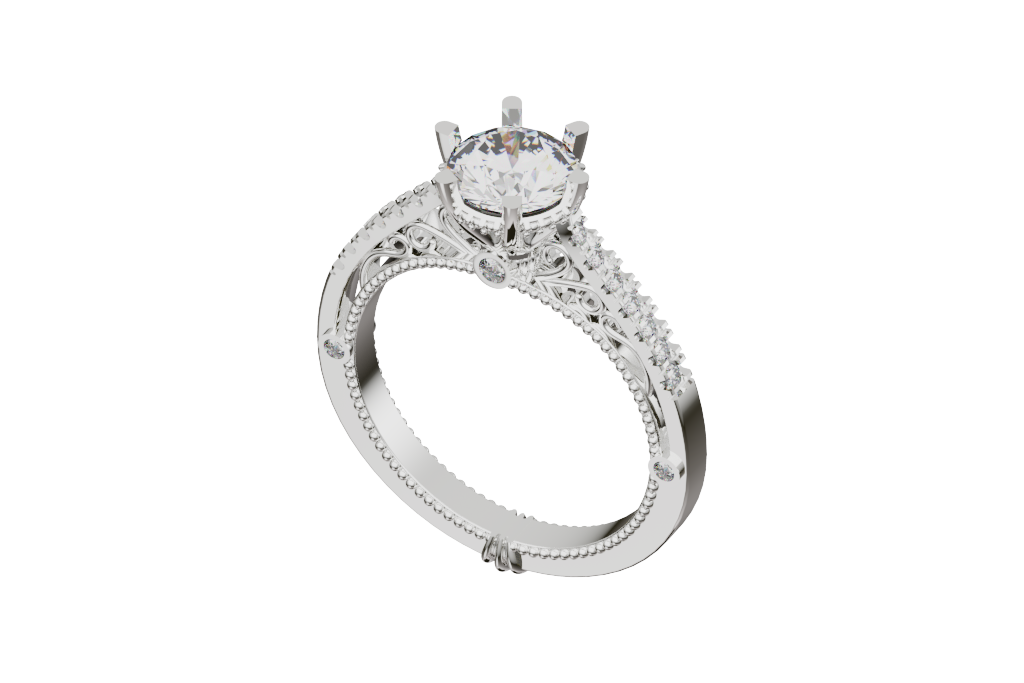 Round Cathedral Vintage Engagement Ring