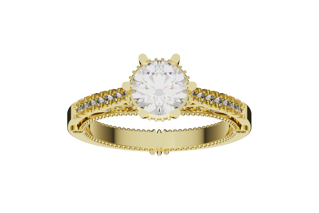Round Vintage Cathedral Engagement Ring