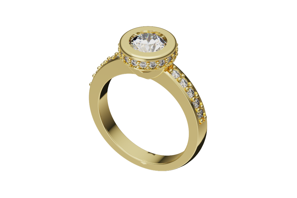 Round Halo Cathedral Engagement Ring