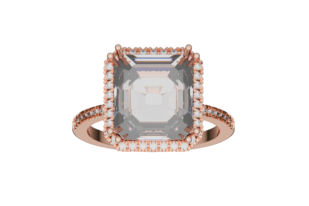 Asscher Halo Engagement Ring