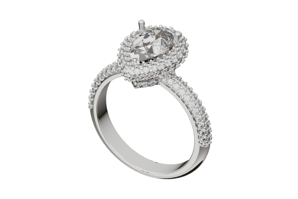 Pear Double Halo Engagement Ring