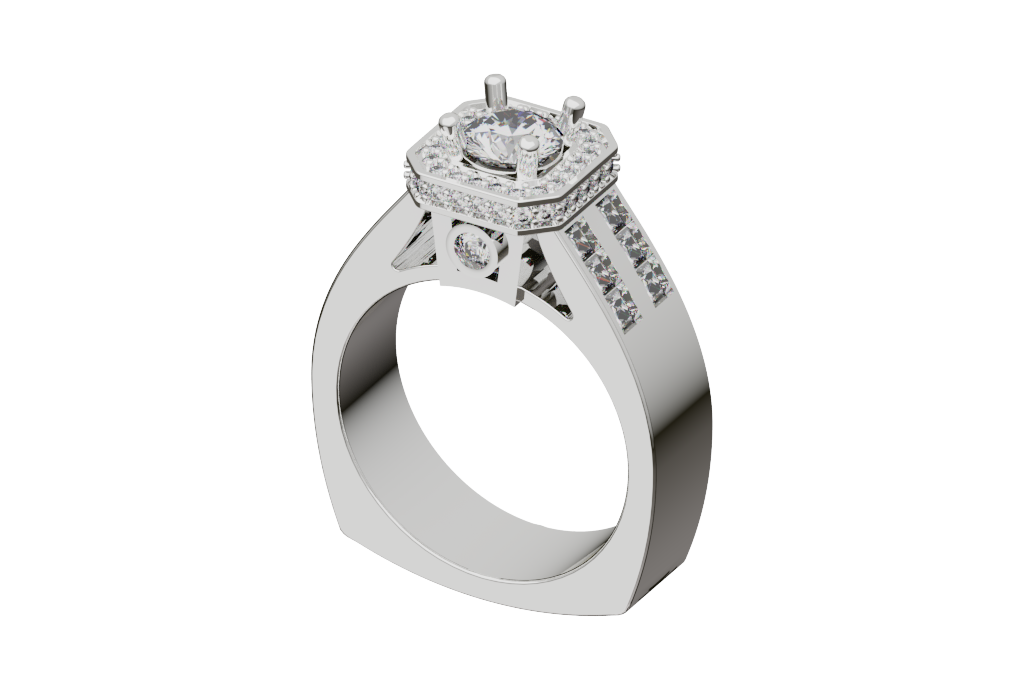 Round Double Halo Engagement Ring