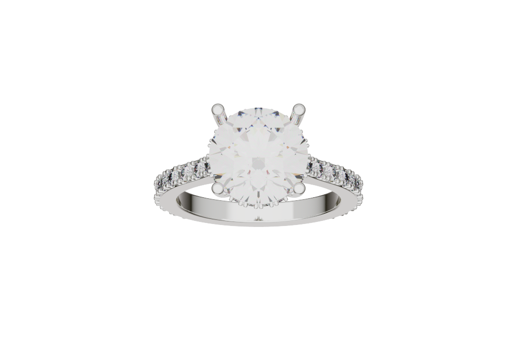 Round Hidden Halo Solitaire Engagement Ring