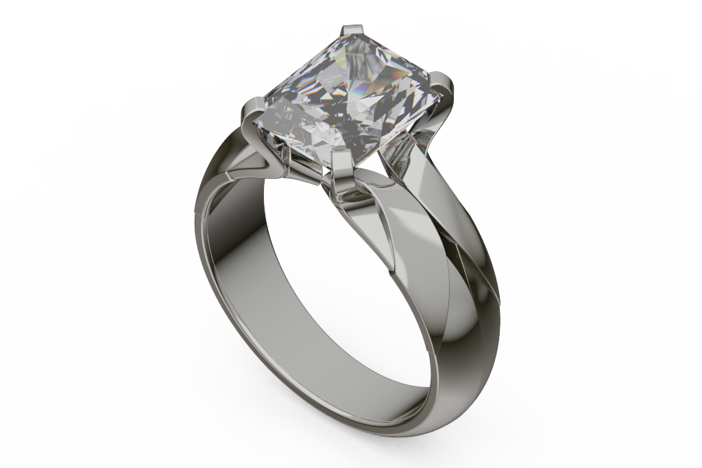 Wide Shank Princess Cut Solitaire Engagement Ring