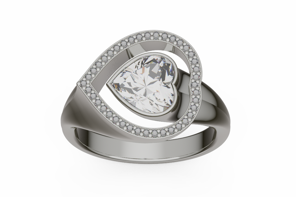 Heart Diamond Teardrop Halo Ring