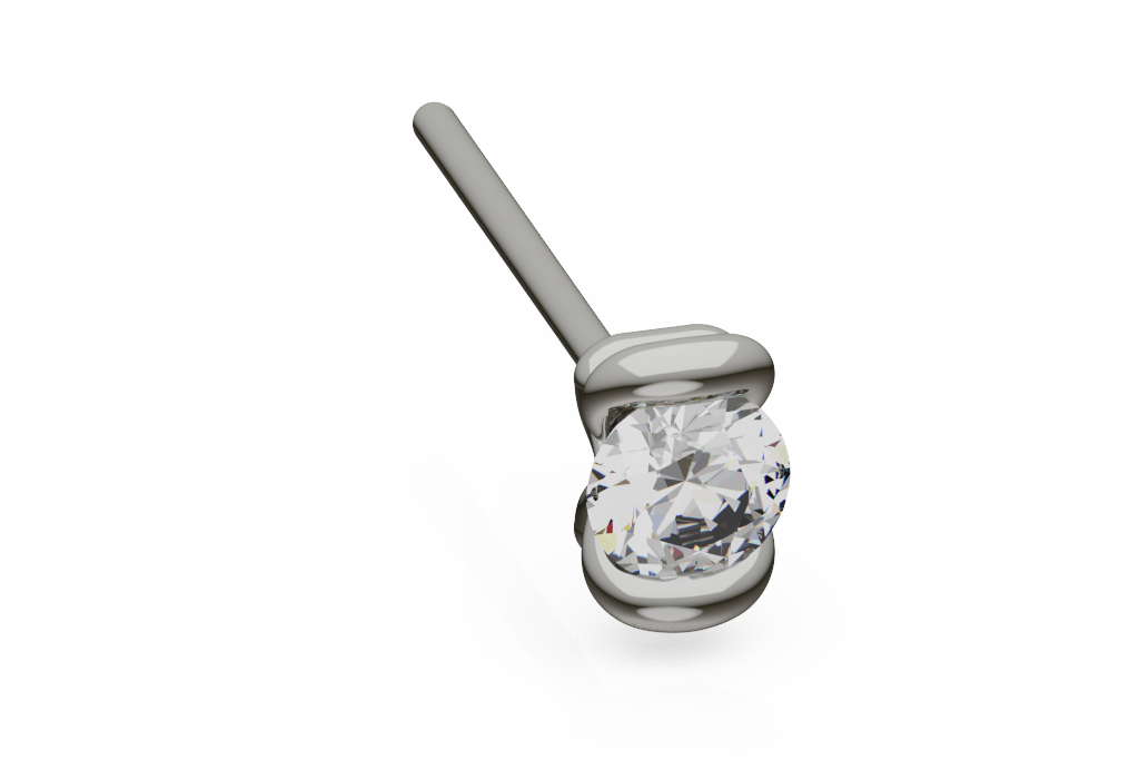 Round Diamond Semi Bezel Stud Earrings