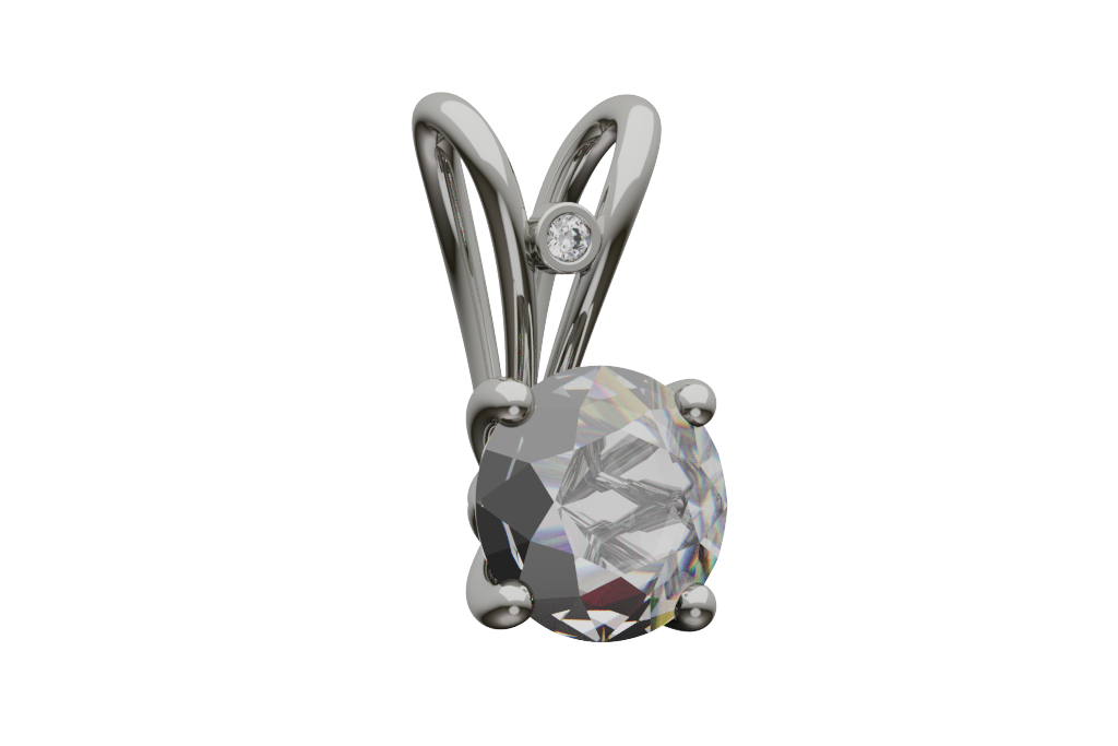 Bow Loop Round Diamond Pendant With Accent