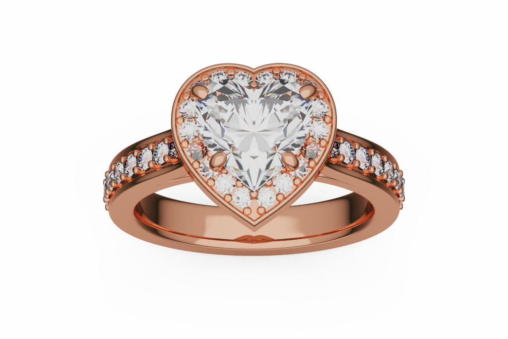 Heart Shaped Diamond Halo Engagement Ring