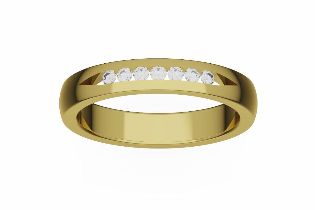 Smooth Channel Round Diamond Wedding Band