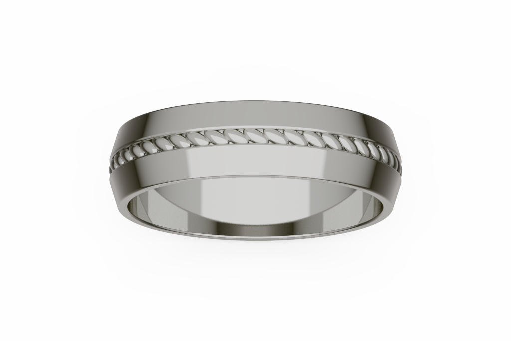Plain Wedding Band With Twisted Rope Detail