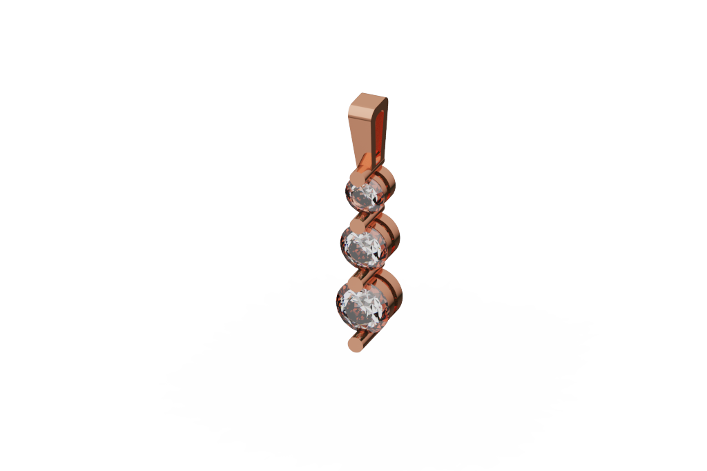 Vertical Three Stone Round Diamond Pendant