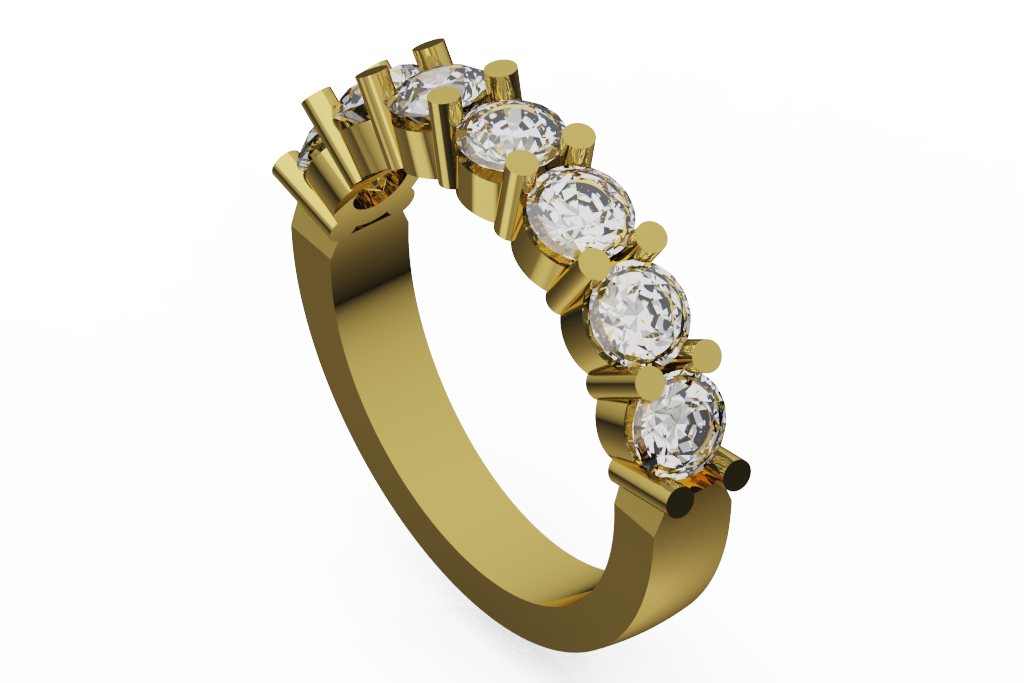 Round Diamond Wedding Band With Raised Prongs