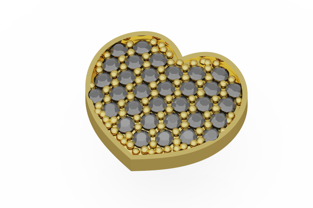 Pavé Diamond Heart Pendant With Raised Polished Rim