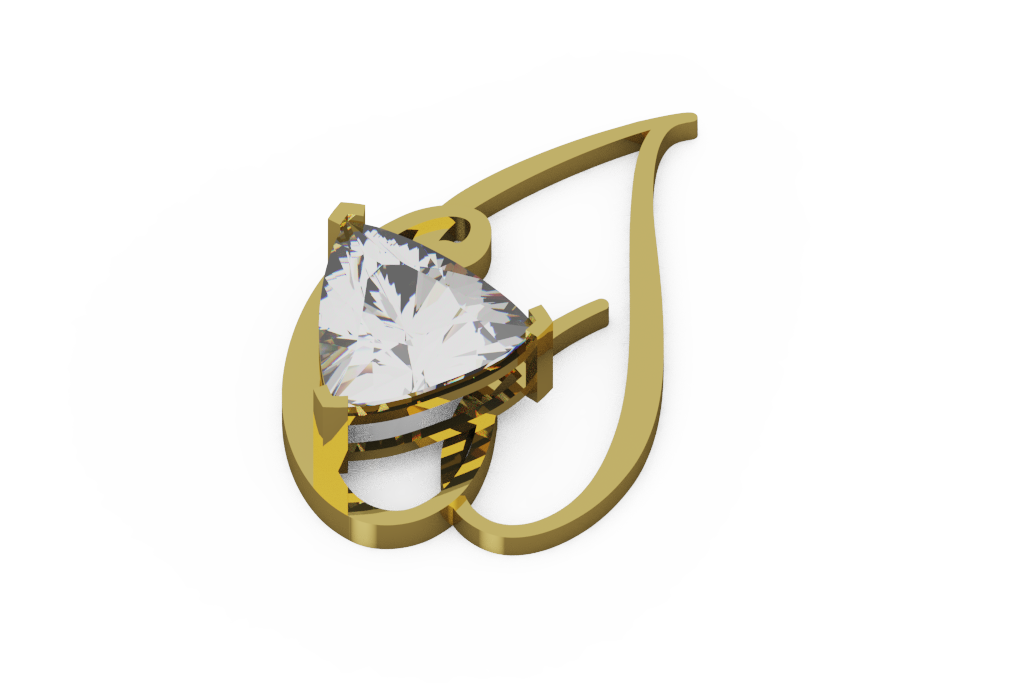 Trillion Diamond Open Pear Ribbon Pendant