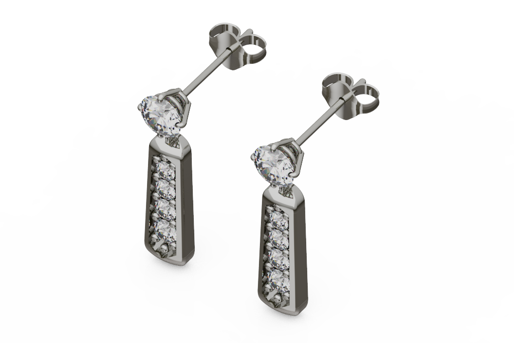 Diamond Bar Drop Stud Earrings