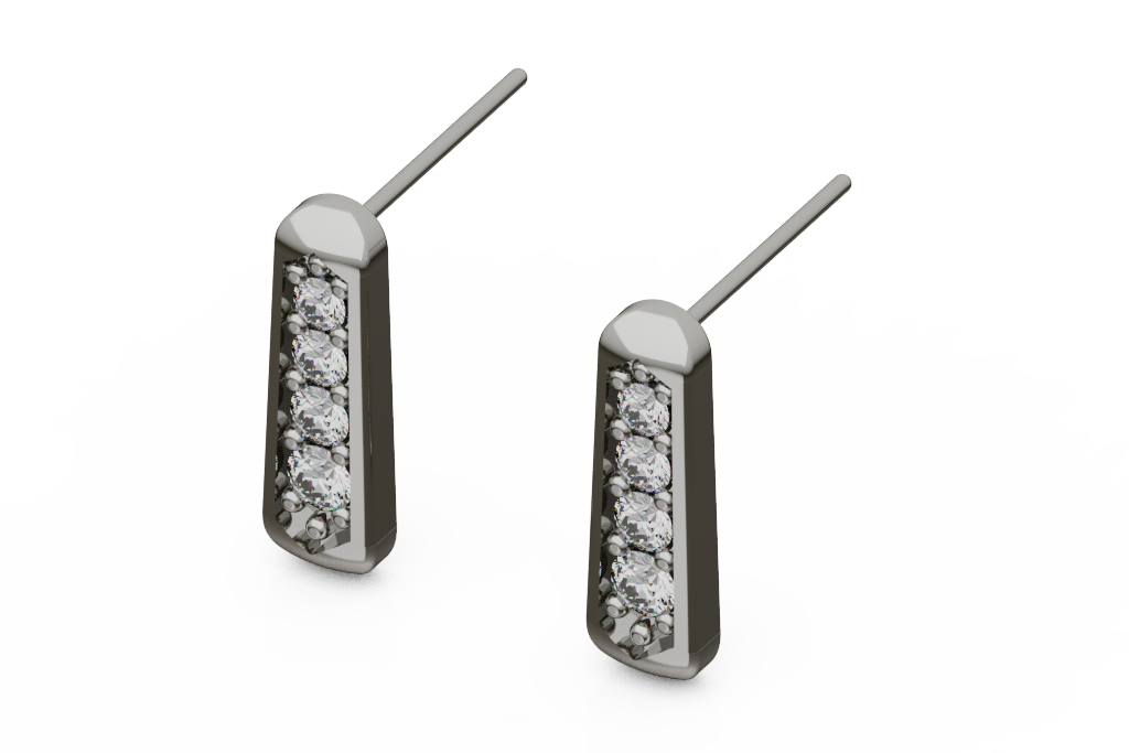 Slim Diamond Bar Stud Earrings