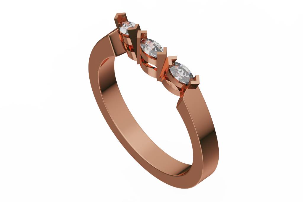 Three Marquise Diamond Wedding Band
