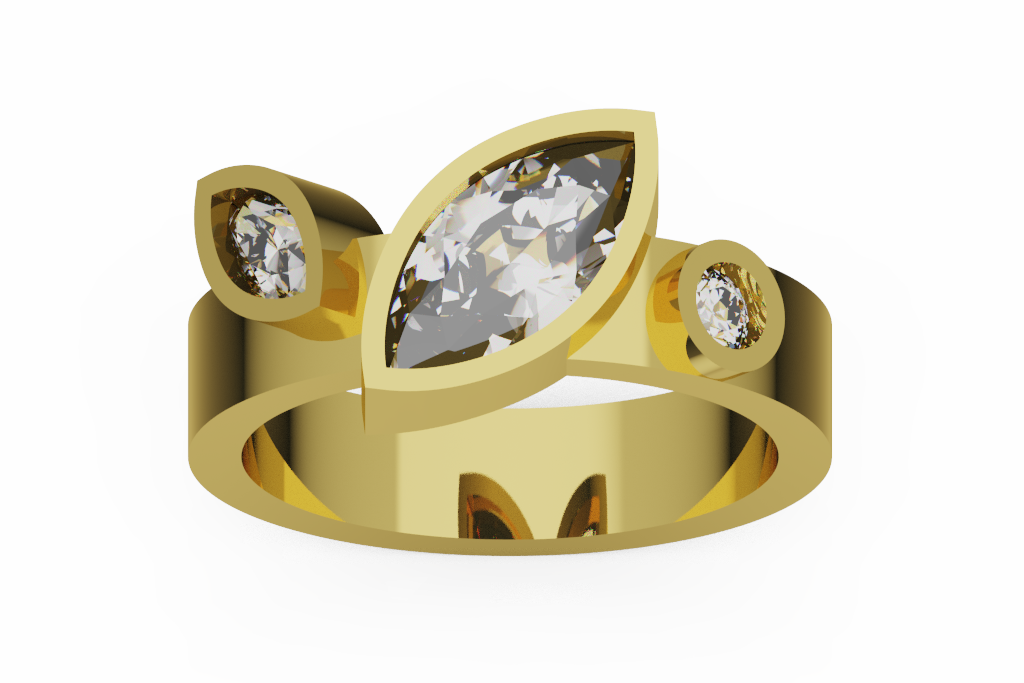 East West Marquise Diamond Fashion Ring