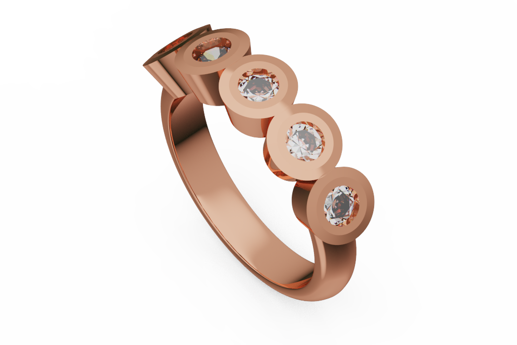 Five Station Bezel Diamond Bubble Ring