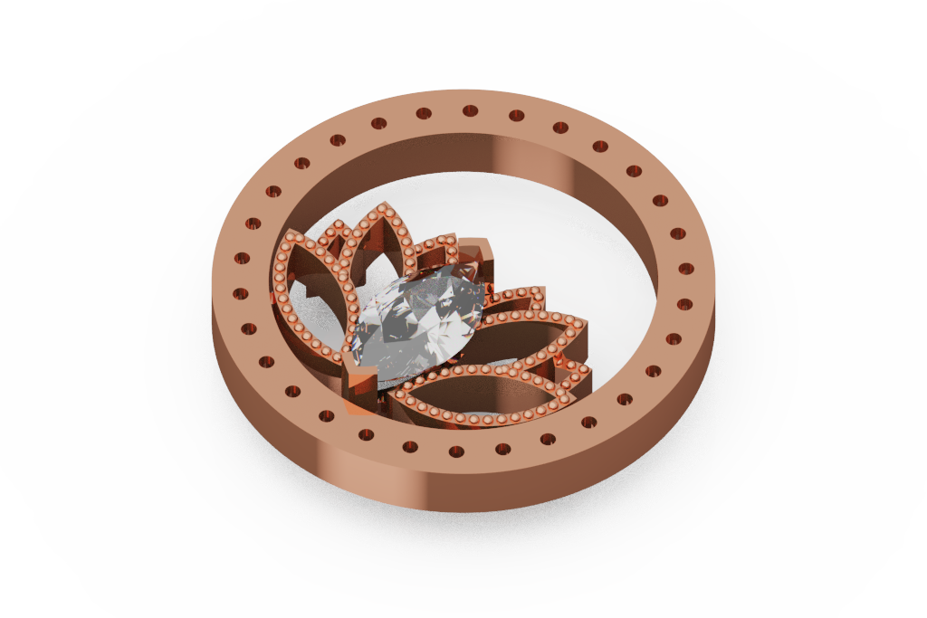 Round Lotus Diamond Pendant