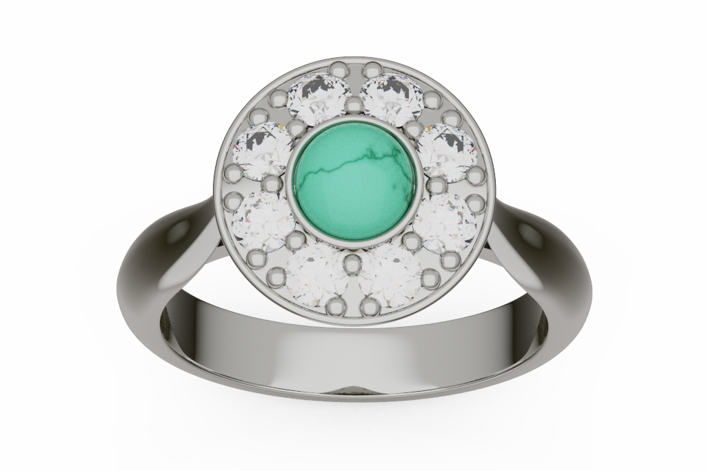 Turquoise Diamond Medallion Cocktail Ring