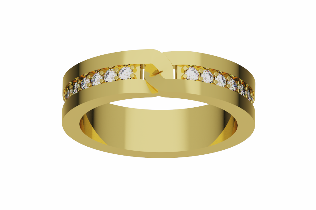 Diamond Channel Band With Center Link Detail