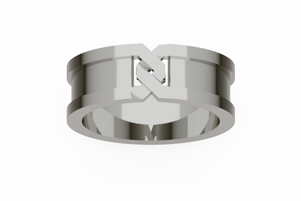 Wide Geometric Link Wedding Band