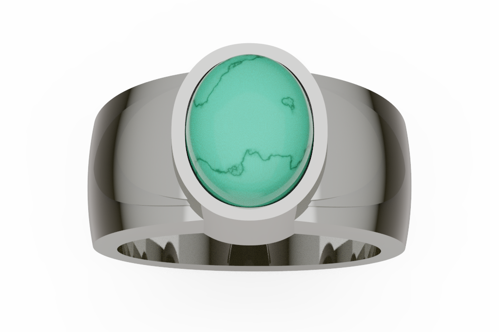 Oval Turquoise Bezel Cigar Ring