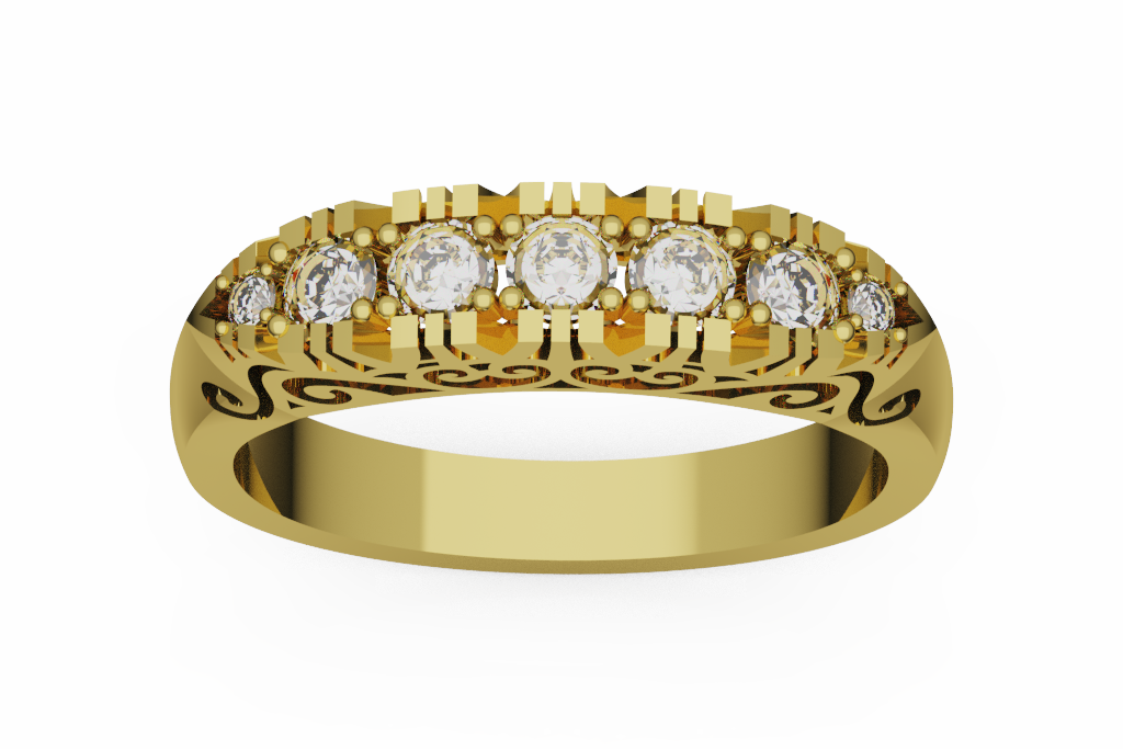 Vintage Scroll Diamond Anniversary Band