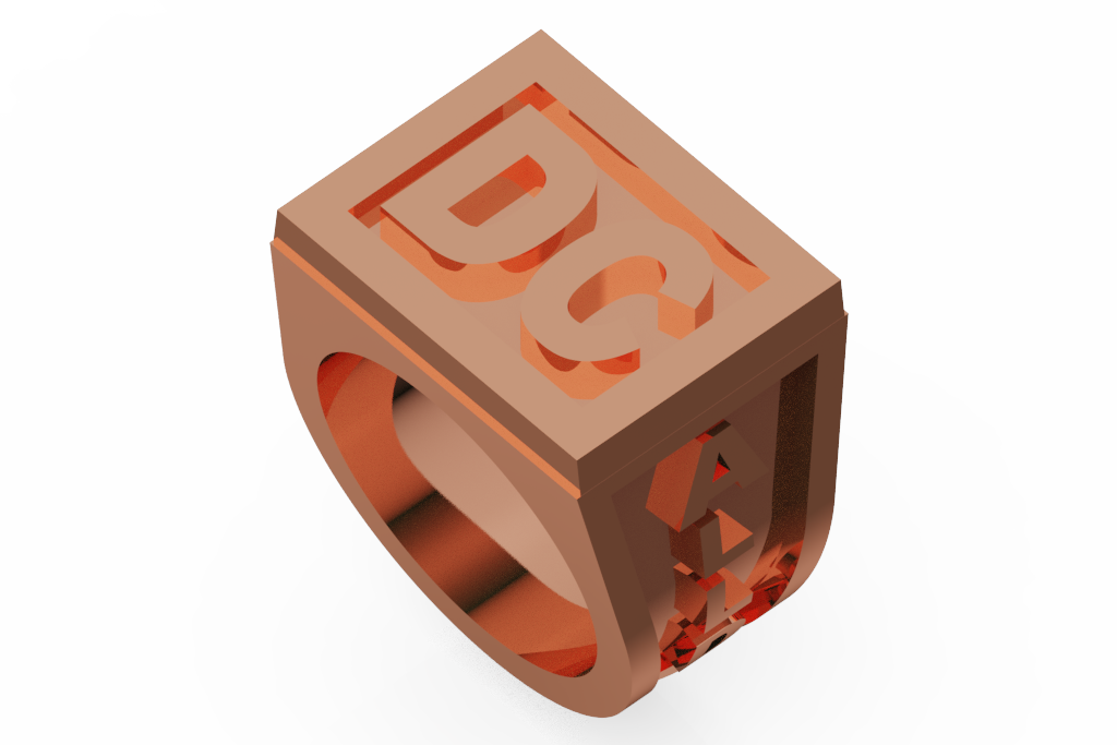 Rectangular DC Monogram Signet Ring