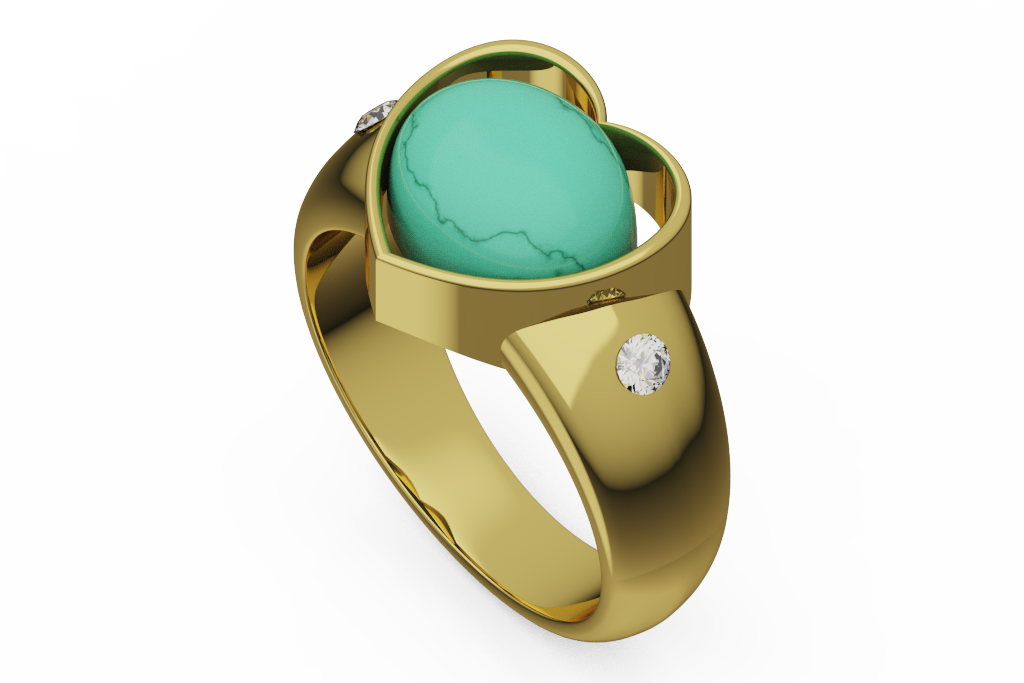 Turquoise Heart Frame Diamond Cocktail Ring