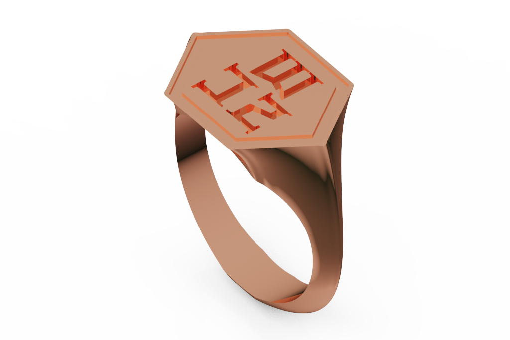 Hexagon Monogram Signet Ring