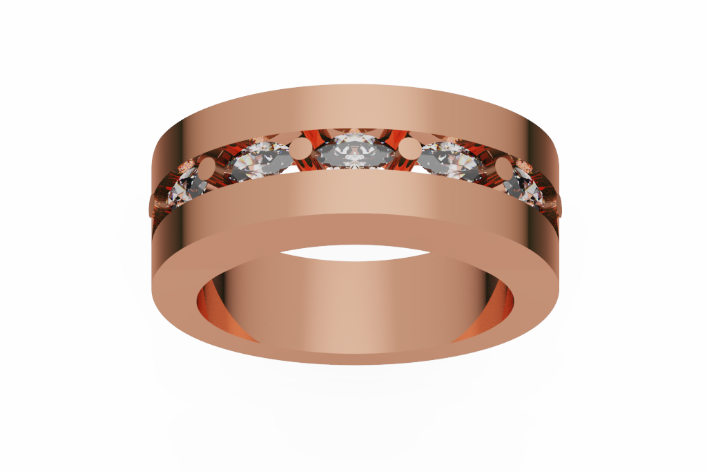 Wide Bead Set Diamond Channel Ring