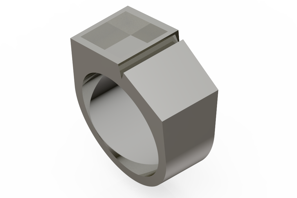 Geometric Square Top Signet Ring