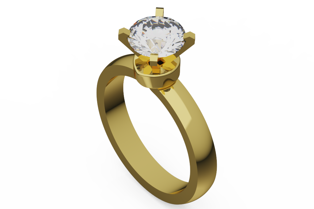 Round Solitaire Ring With Circular Platform Head