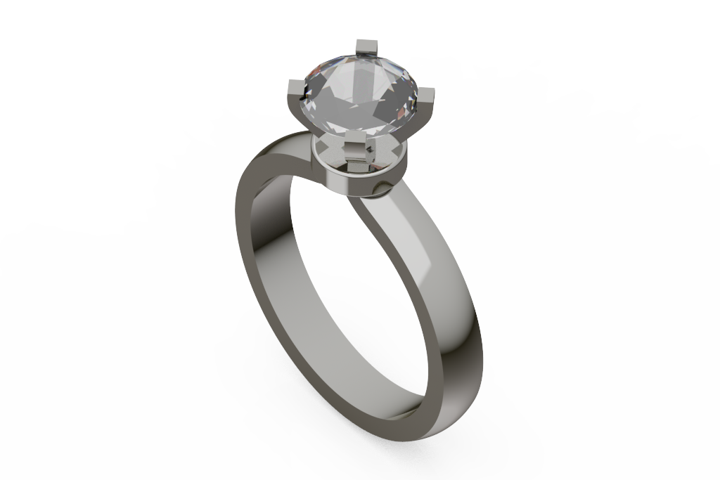 Round Pedestal Solitaire Ring With Tab Prongs