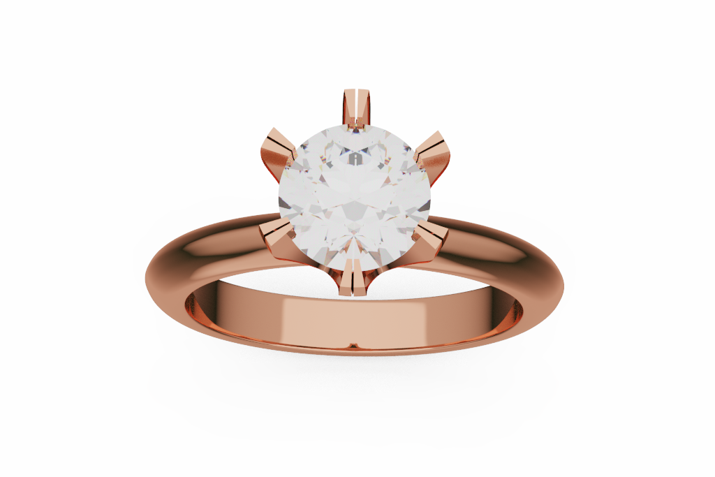 Round Solitaire Ring With Petal Prong Crown