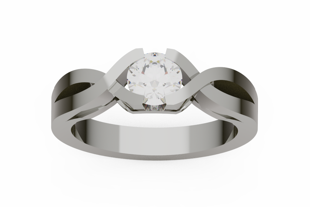 Round Solitaire Ring With Infinity Bypass Shank