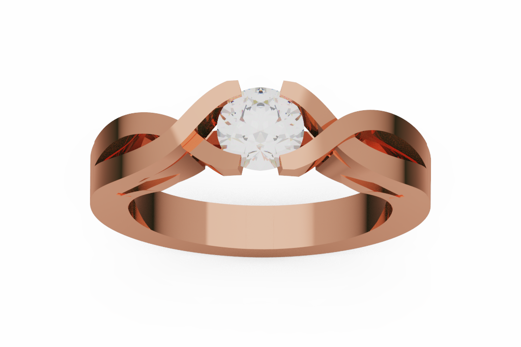 Round Solitaire Ring With Leaf Cutout Bypass Shank