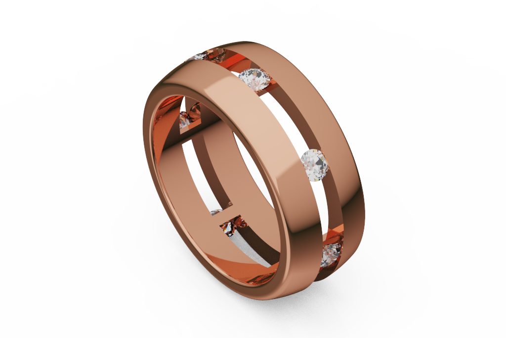 Wide Open Channel Diamond Wedding Band