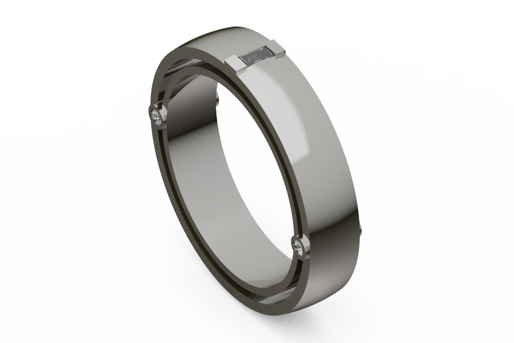 Wide Band With Baguette Top And Side Diamonds
