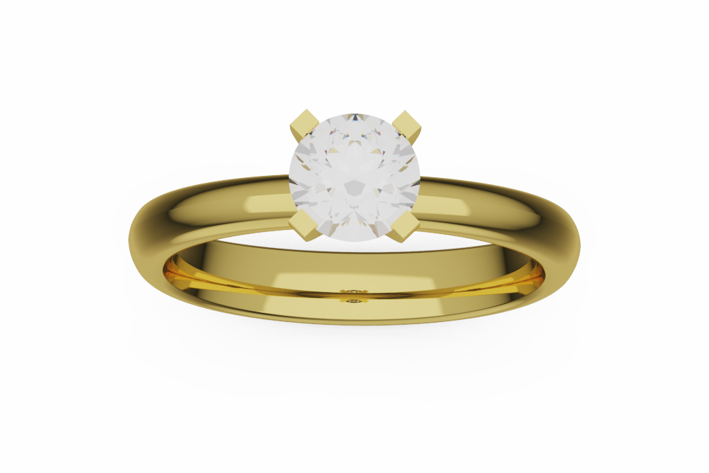 Round Solitaire Ring With Split Tulip Basket